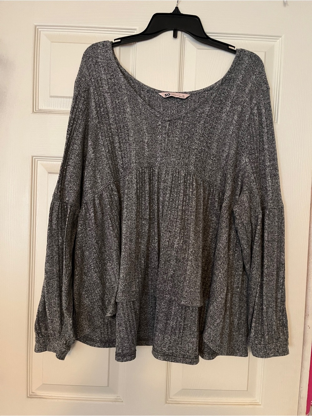 Baby doll heather gray long sleeve flowy top by SO size 1X